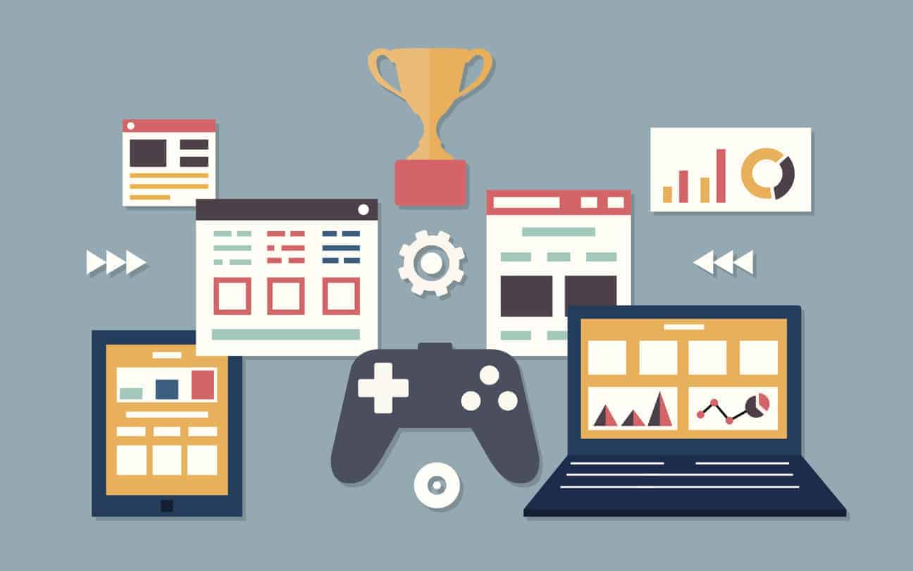 Vector flat illustration of gamification in business