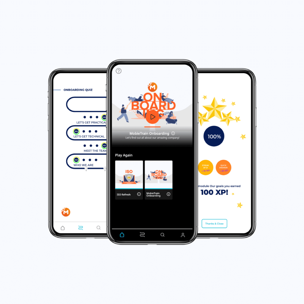 Images interface MobieTrain app